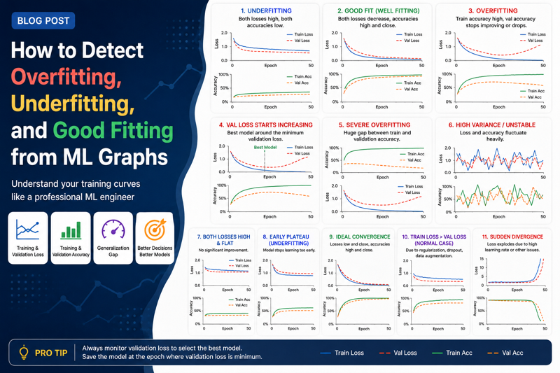 How to Detect Overfitting, Underfitting, and Good Fitting from Machine Learning Graphs